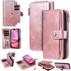 A-One Brand - iPhone 17 Plånboksfodral Detachable Zipper - Roséguld
