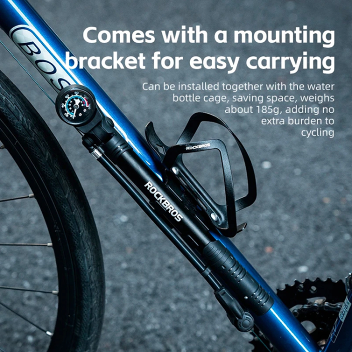 Rockbros - Rockbros Cykelpump med tryckmätare - Svart