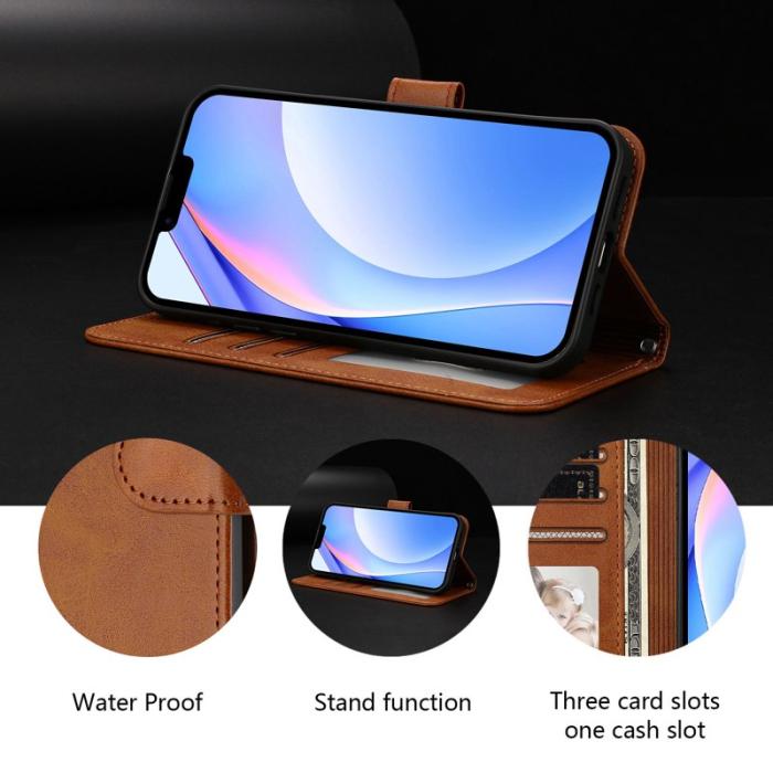 OEM - Samsung Galaxy A37 Plånboksfodral RFID Skydd Konstläder - Brun