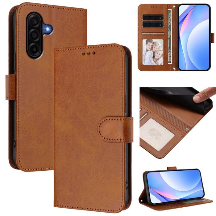 OEM - Samsung Galaxy A37 Plånboksfodral RFID Skydd Konstläder - Brun