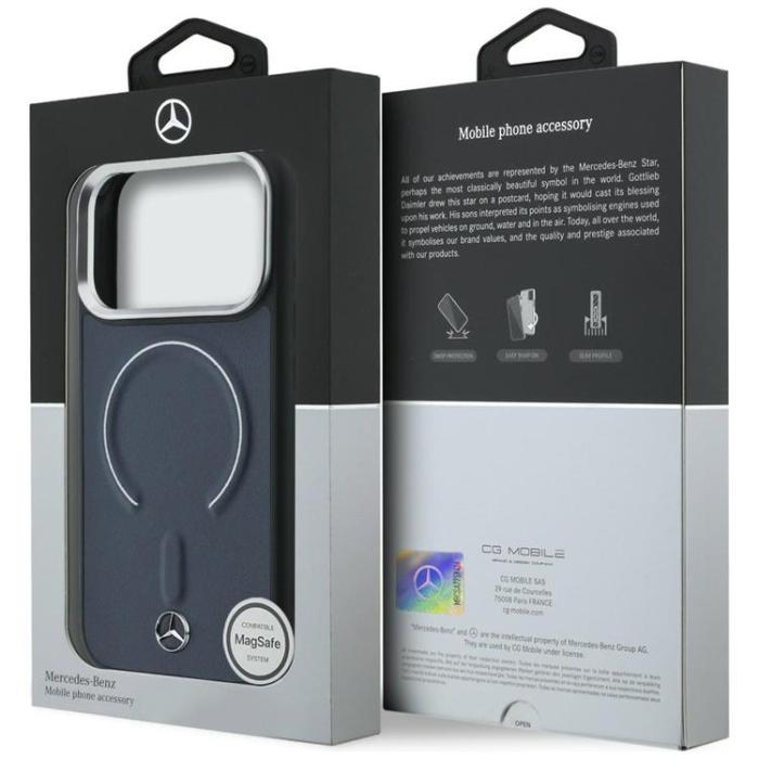 Mercedes - Mercedes Mobilskal För iPhone 17 Pro Max MagSafe Läder 3D - Marinblå