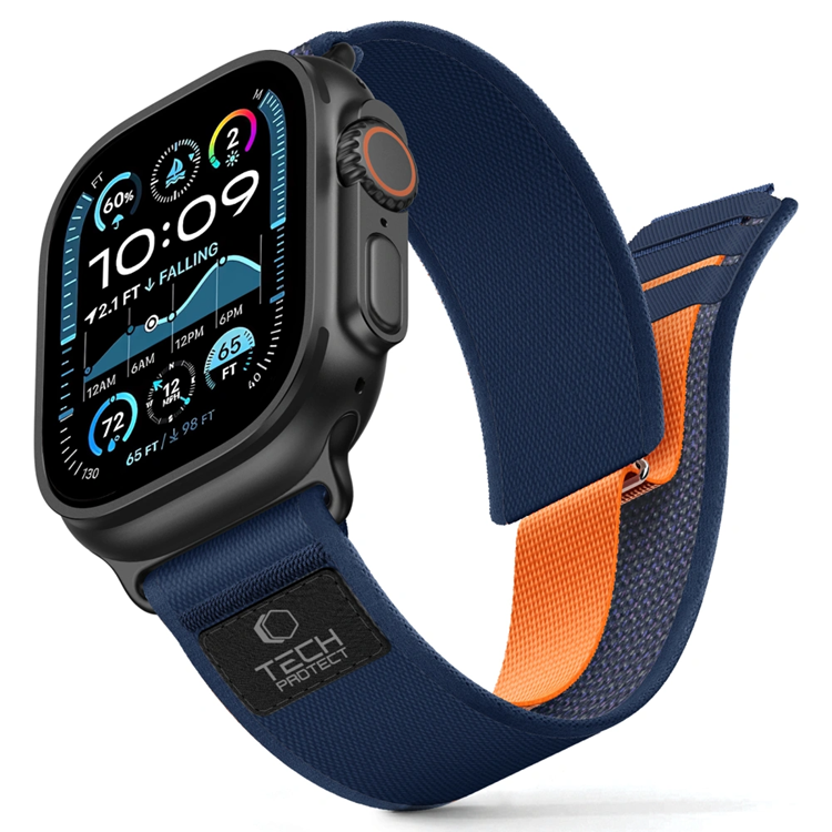 Tech-Protect Apple Watch (44/45/46/49mm) Armband Nylon Elite - Marinblå/Orange | 5123 | AlltMobil