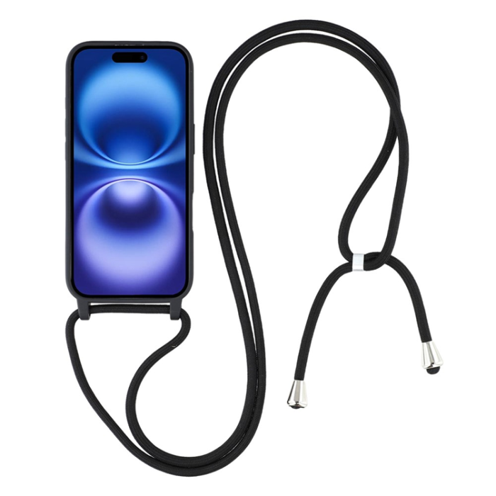 A-One Brand - iPhone 17 Mobilskal TPU Shockproof med Lanyard - Svart