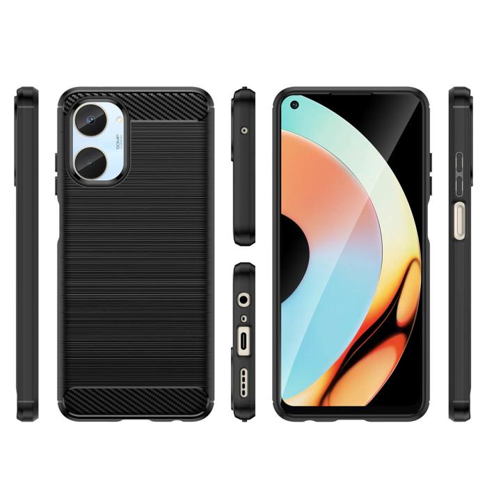 OEM - Realme 10 Skal Silicone Carbon - Svart