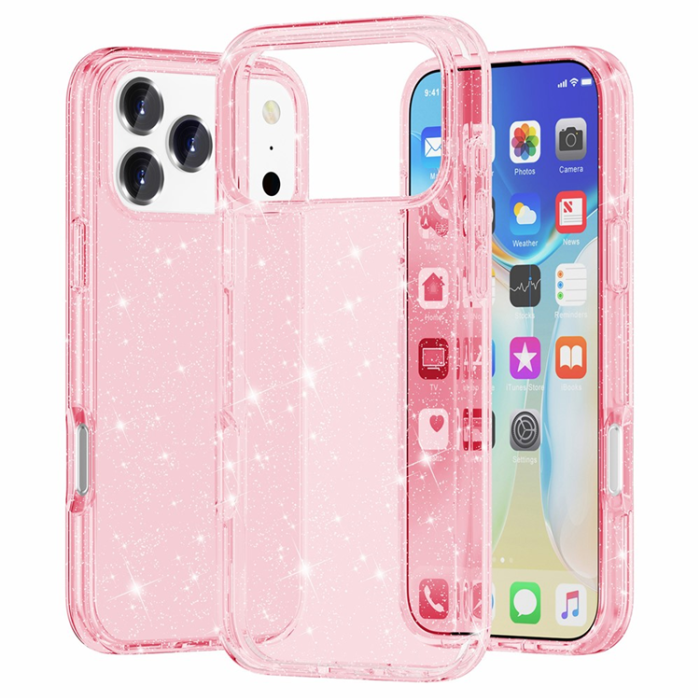 AMORUS - AMORUS iPhone 17 Pro Mobilskal Shockproof - GlitterRosa