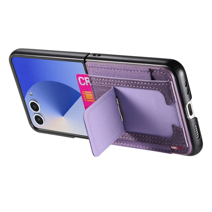 A-One Brand - Galaxy Z Flip 7 Mobilskal Kickstand Retro Korthållare - Lila