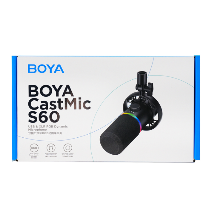 BOYA - BOYA Trådbunden Dynamisk Spelmikrofon USB XLR CastMic S60 - Svart