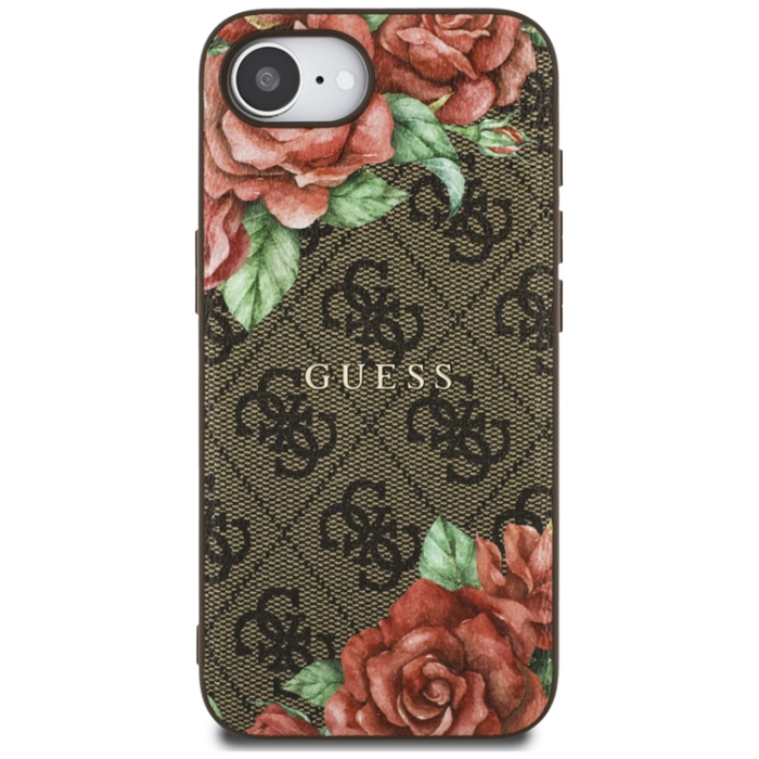 Guess - Guess iPhone 16e Mobilskal Magsafe Flowers Print - Brun