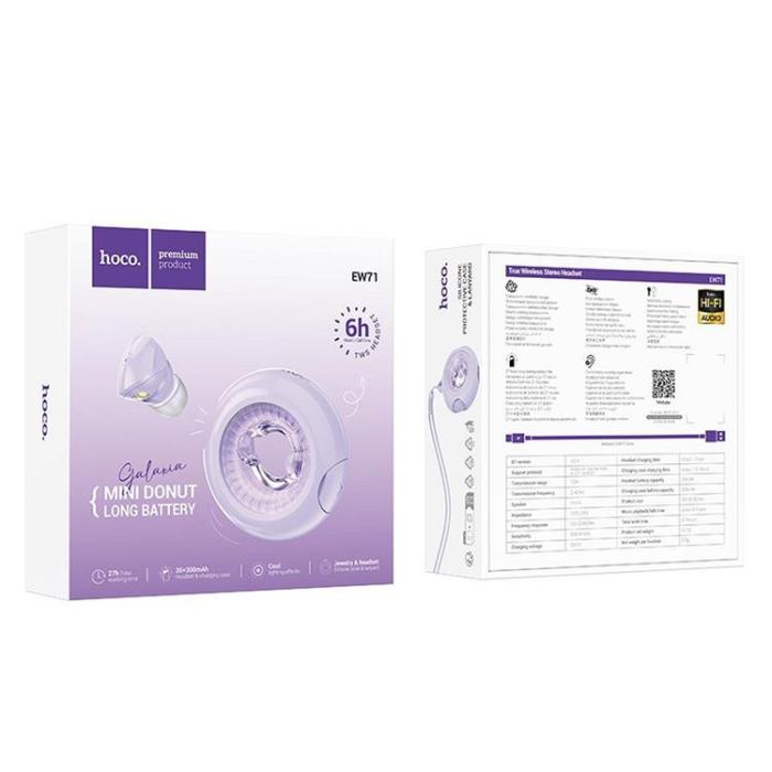 Hoco - HOCO TWS Bluetooth Trådlösa Hörlurar EW71 - Lila