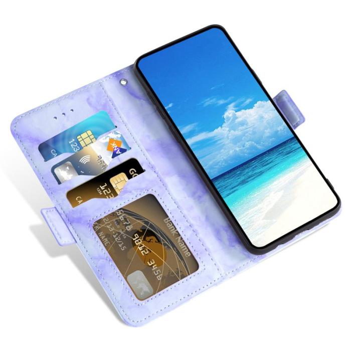 OEM - Samsung Galaxy S26 Plånboksfodral Marmor Mönster Dubbel Magnetlås - Lila