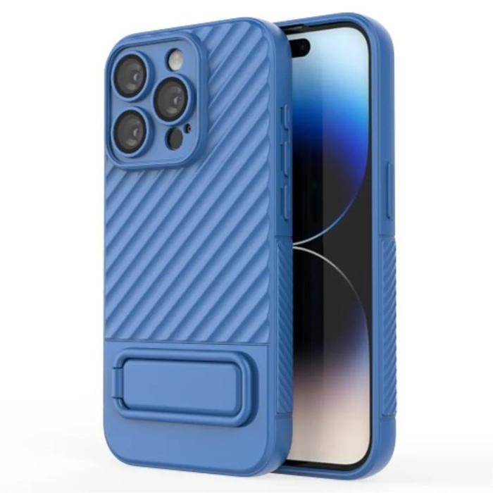 Taltech - iPhone 15 Pro Mobilskal Kickstand Slim - Ljusblå