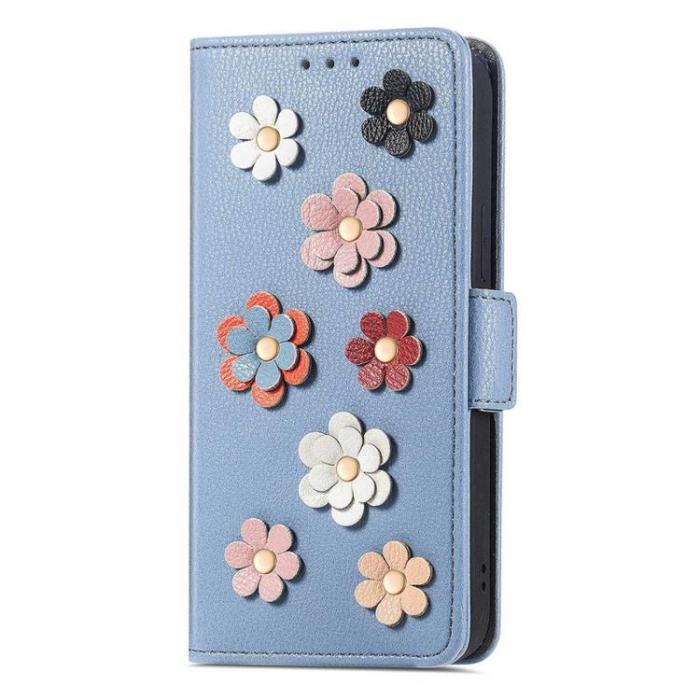 OEM - iPhone 14 Pro Max Plånboksfodral Flower Decor Magnetic - Blå