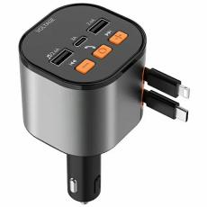 OEM - PT-21 FM-s&auml;ndare Billaddare med sp&auml;nningsdisplay och snabb laddning, svart
