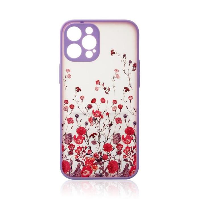 OEM - iPhone 12 Pro Max Skal Flower Design - Lila