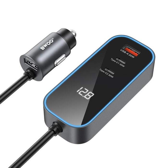 BWOO - BWOO Billaddare 30W 1xUSB-C 1xUSB-A CC107 - Svart