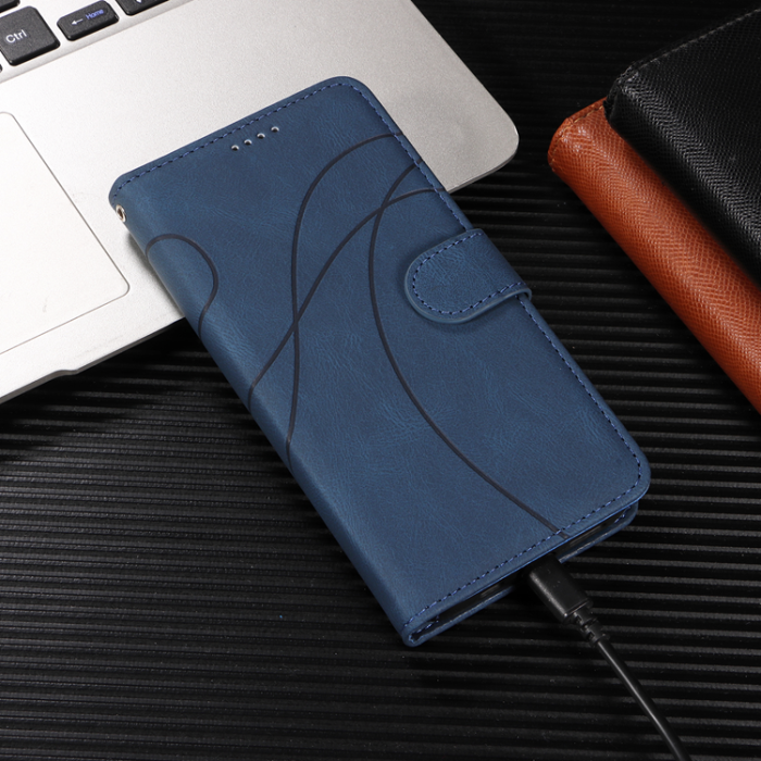A-One Brand - Sony Xperia 10 VII Plånboksfodral Curved Line Läder - Blå