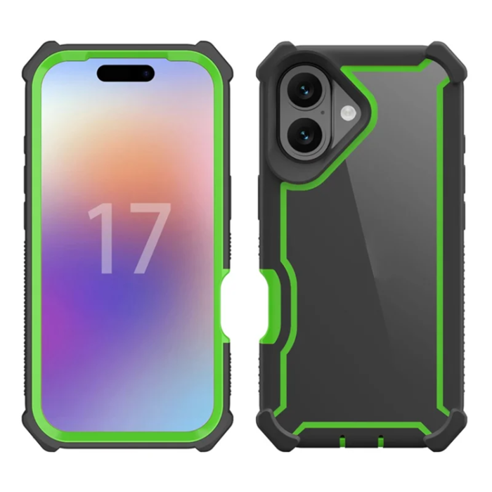 A-One Brand - iPhone 17 Mobilskal TPU + PC Shockproof - Svart/Grön