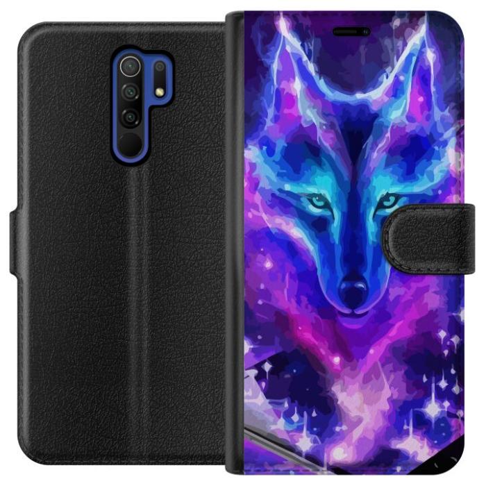 iSecrets - Plånboksfodral till Xiaomi Redmi 9 med Neon Varg