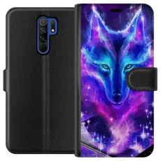Gustaf - Pl&aring;nboksfodral till Xiaomi Redmi 9 med Neon Varg
