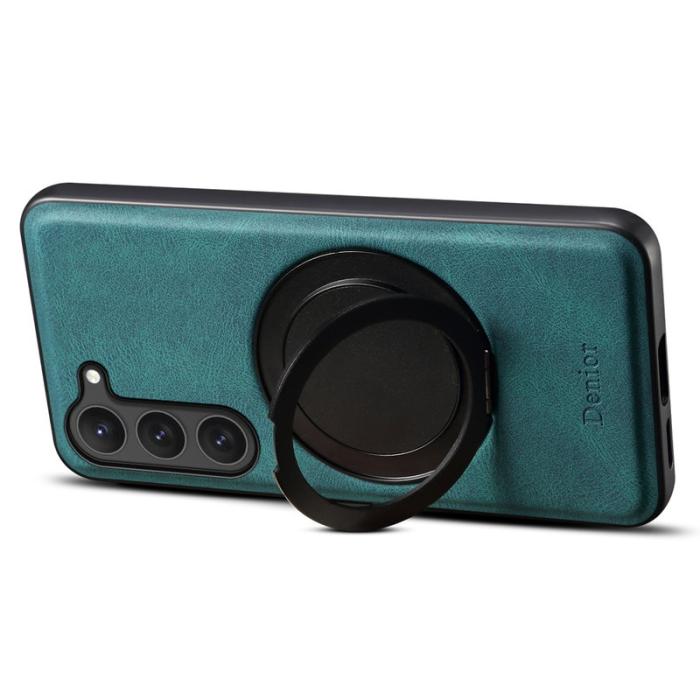 DENIOR - DENIOR Galaxy S23 Magnetiskt Fodral med Ställ i Konstläder TPU - Blå