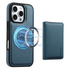 DENIOR - DENIOR Mobilskal till iPhone 16 Pro &Auml;kta L&auml;der Magnetisk Bl&aring;