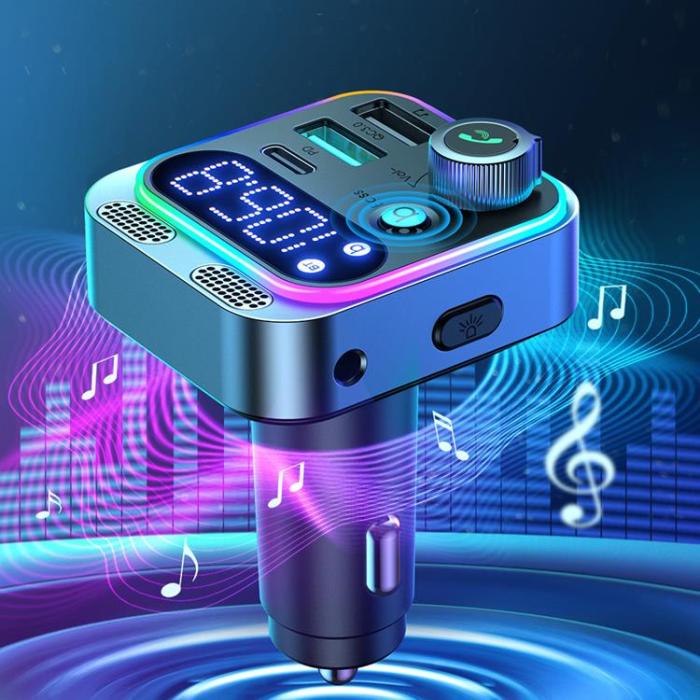 Joyroom - Joyroom Billaddare 2xUSB-A/USB-C 48W FM Sändare Trådlös - Svart