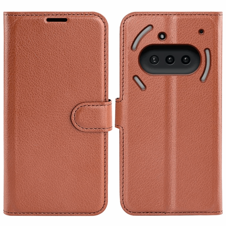 Nothing Phone (3a) Konstläder Plånboksfodral Litchi Texture - Brun | 2353 | AlltMobil