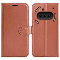 A-One Brand - Nothing Phone (3a) Plånboksfodral Litchi Texture - Brun