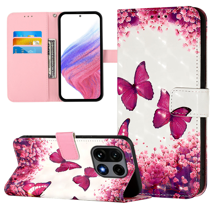 OnePlus 15 Konstläder Plånboksfodral Pattern Printing (Rosa Fjärilar) | 2353 | AlltMobil