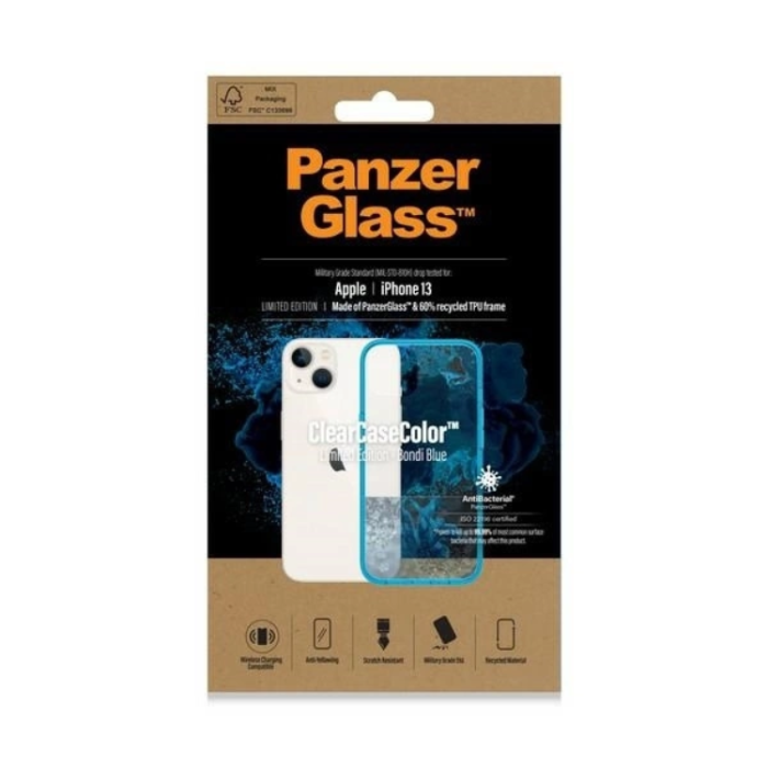 PanzerGlass - PanzerGlass iPhone 13/14/15 Mobilskal Antibacterial - Transparent/Blå