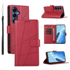 OEM - Pl&aring;nboksfodral f&ouml;r Samsung Galaxy S26 Konstl&auml;der med handledsrem - R&ouml;d