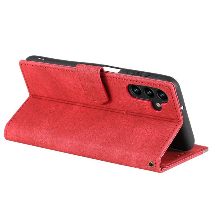 OEM - Plånboksfodral för Samsung Galaxy S26 Konstläder med handledsrem - Röd