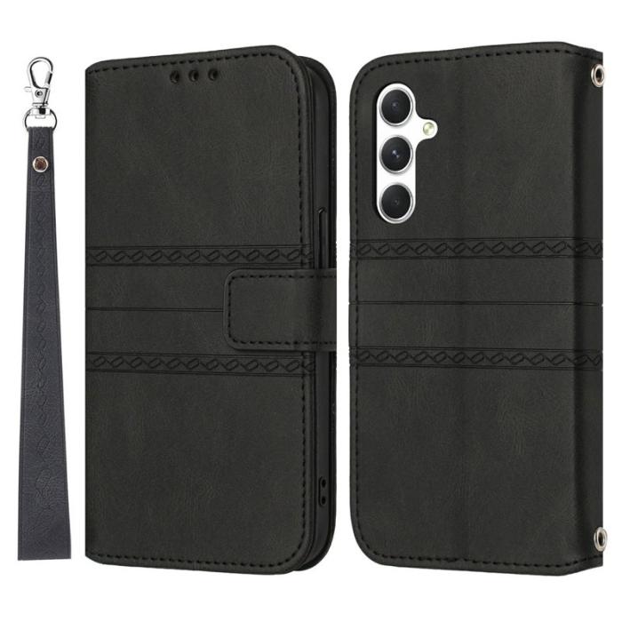 OEM - Plånboksfodral för Samsung Galaxy S26 Konstläder med handledsrem - Svart