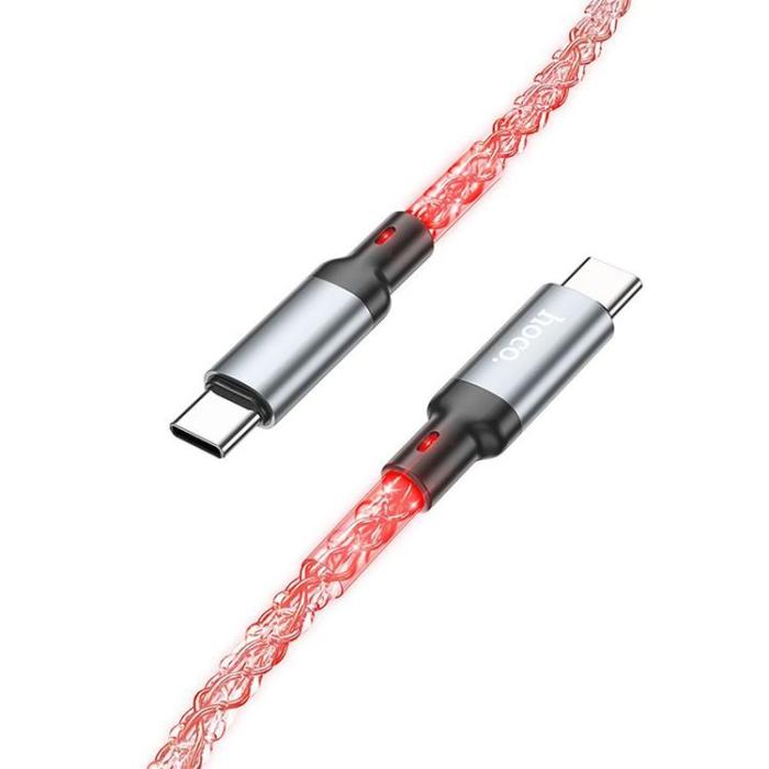 Hoco - HOCO USB-C till USB-C Kabel 3A 60W 1m LED U112 - Grå