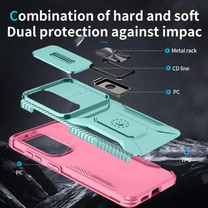 OEM - Mobilskal för Samsung Galaxy S26 Camshield Kickstand TPU + PC - Grön