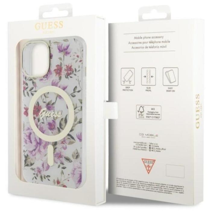 Guess - Guess iPhone 14 Mobilskal MagSafe Flower - Transparent