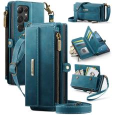Caseme - CASEME Konstl&auml;der Pl&aring;nboksfodral f&ouml;r Samsung Galaxy S22 Ultra 5G - Gr&ouml;n