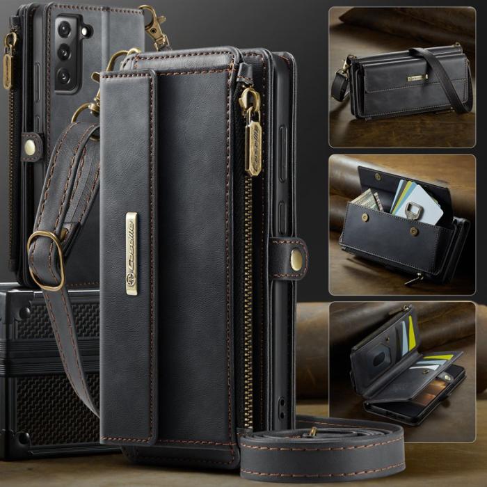 Caseme - CASEME Konstläder Plånboksfodral för Samsung Galaxy S22 5G - Svart
