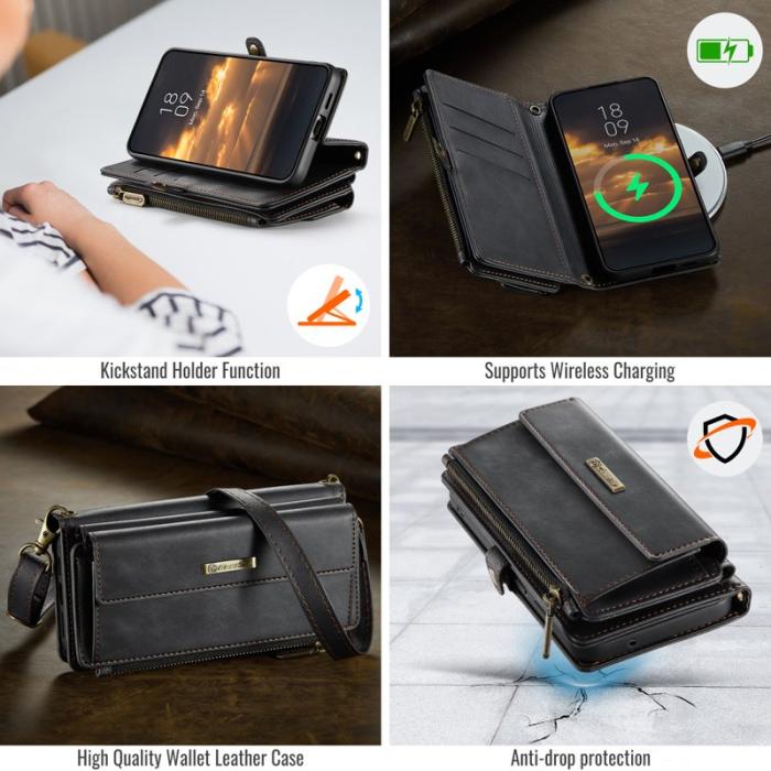 Caseme - CASEME Konstläder Plånboksfodral för Samsung Galaxy S22 5G - Svart