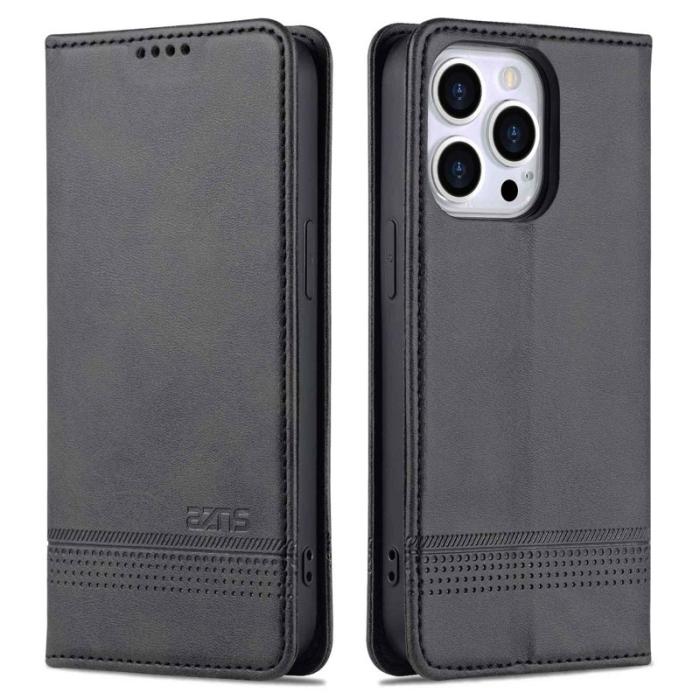 AZNS - AZNS iPhone 14 Pro Max Plånboksfodral Konstläder - Svart