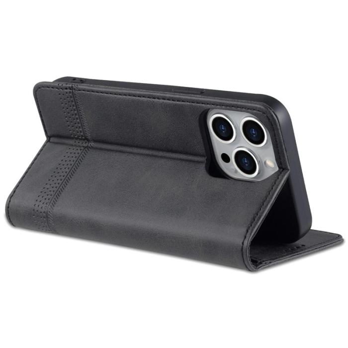 AZNS - AZNS iPhone 14 Pro Max Plånboksfodral Konstläder - Svart