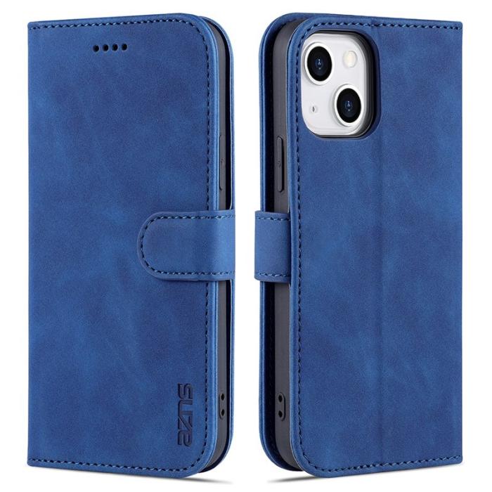 AZNS - AZNS iPhone 15 Plånboksfodral Anti-Scratch Konstläder - Blå