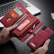 Caseme - CASEME Vintage Konstl&auml;der 2-i-1 Pl&aring;nboksfodral iPhone Xs R&ouml;d