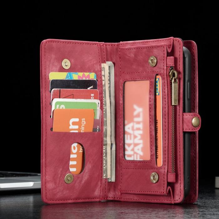 Caseme - CASEME Vintage Konstläder 2-i-1 Plånboksfodral iPhone Xs Röd