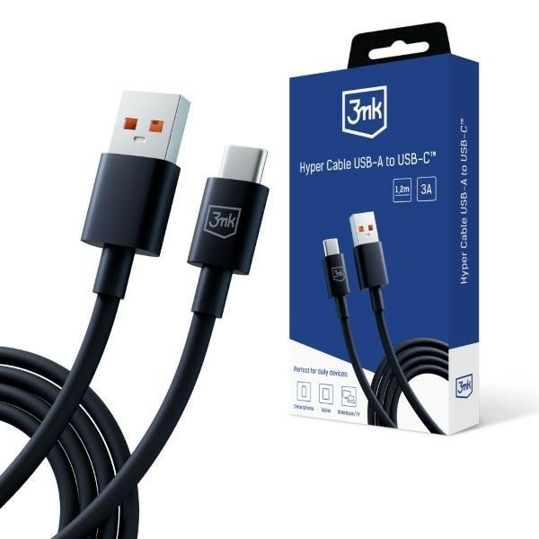 3MK Hyper USB-A till USB-C Kabel 5A 1.2m - Svart | 3541 | AlltMobil
