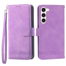DIERFENG - DIERFENG DF-03 Pl&aring;nboksfodral f&ouml;r Samsung Galaxy S23+ - Konstl&auml;der - Lila