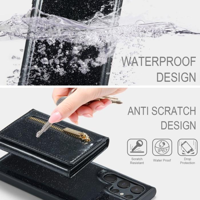 DG.MING - DG.MING M3 Series Konstläder Plånboksfodral för Samsung Galaxy S24 Ultra - Svart