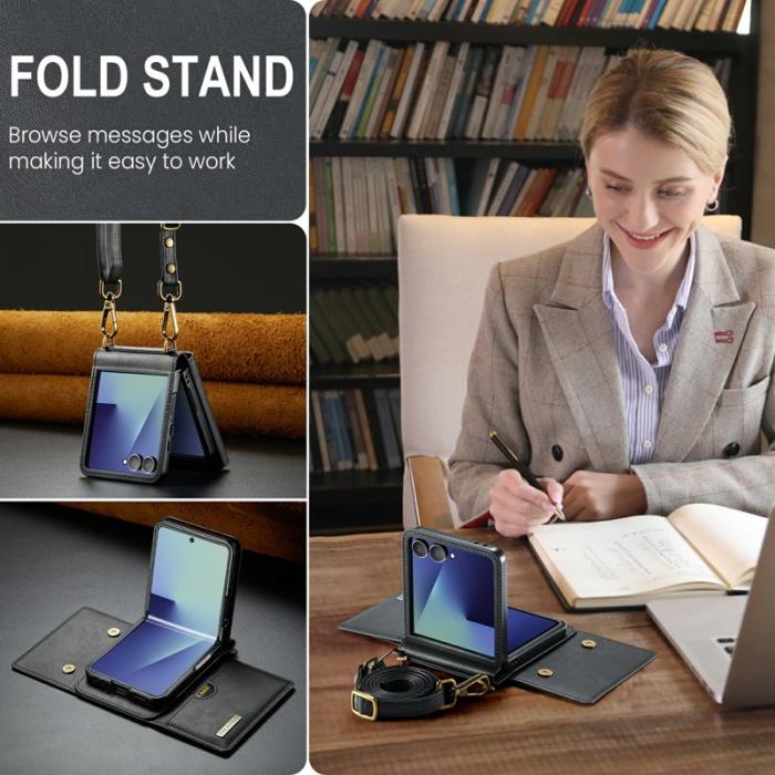 DG.MING - DG.MING M6 Series Plånboksfodral till Samsung Galaxy Z Flip7 5G - Svart