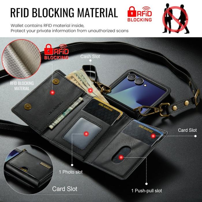 DG.MING - DG.MING M6 Series Plånboksfodral till Samsung Galaxy Z Flip7 5G - Svart