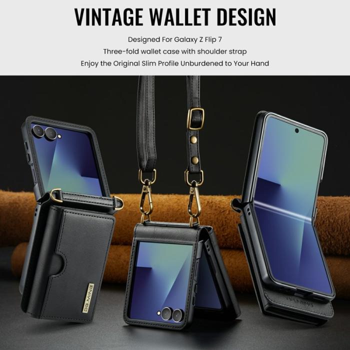 DG.MING - DG.MING M6 Series Plånboksfodral till Samsung Galaxy Z Flip7 5G - Svart